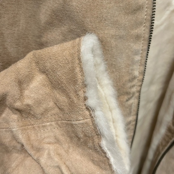 LONDON FOG Tan Suede Leather Faux Shearling Zip Up Jacket SIZE Medium - Picture 8 of 8